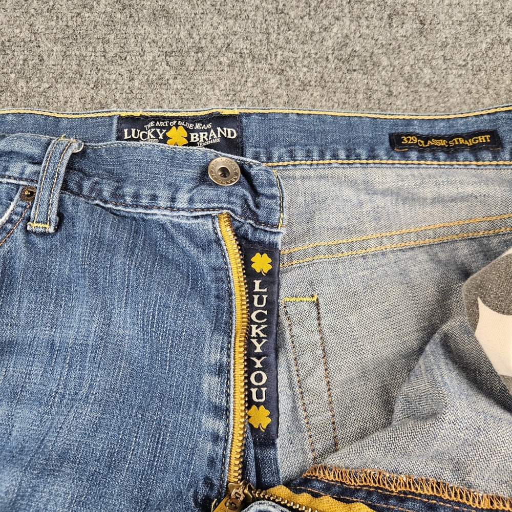 Lucky‎ Brand 329 Classic Straight Mens Blue Jeans 38x36 Medium Wash Denim - Picture 6 of 14